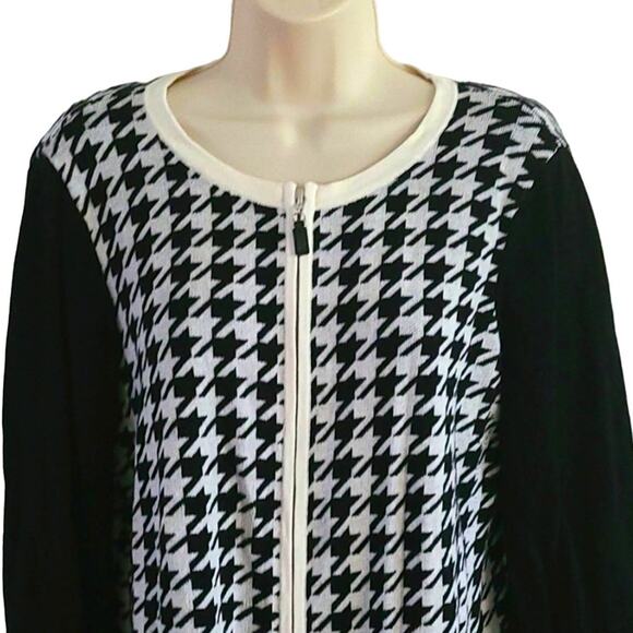 Talbots Women's Petite Large Houndstooth Zip Cardigan Sweater Petites Large - Picture 4 of 6